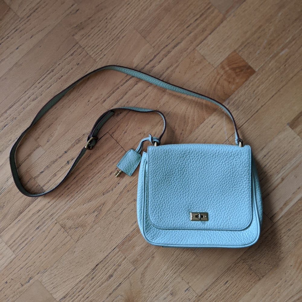 Fossil Mint Green Crossbody Leather Saddle Bag